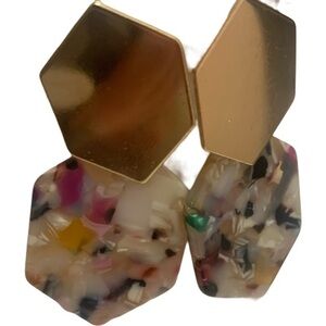 New Lot Of 3 Lucite Look Swirled Abstract Colorful Hoops Bohemian Pierced